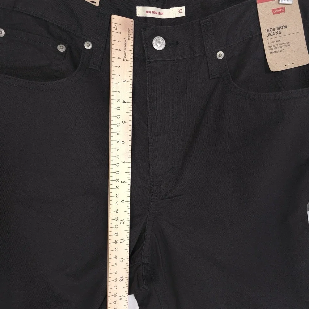 Levi's New 80s‎ Mom Jeans Women 32x29 Black Pants HR Relaxed Tapered A3506-0321